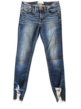 BKE Payton Universal Fit Midrise Ankle Skinny Blue Jean Distressed Hem Size 25